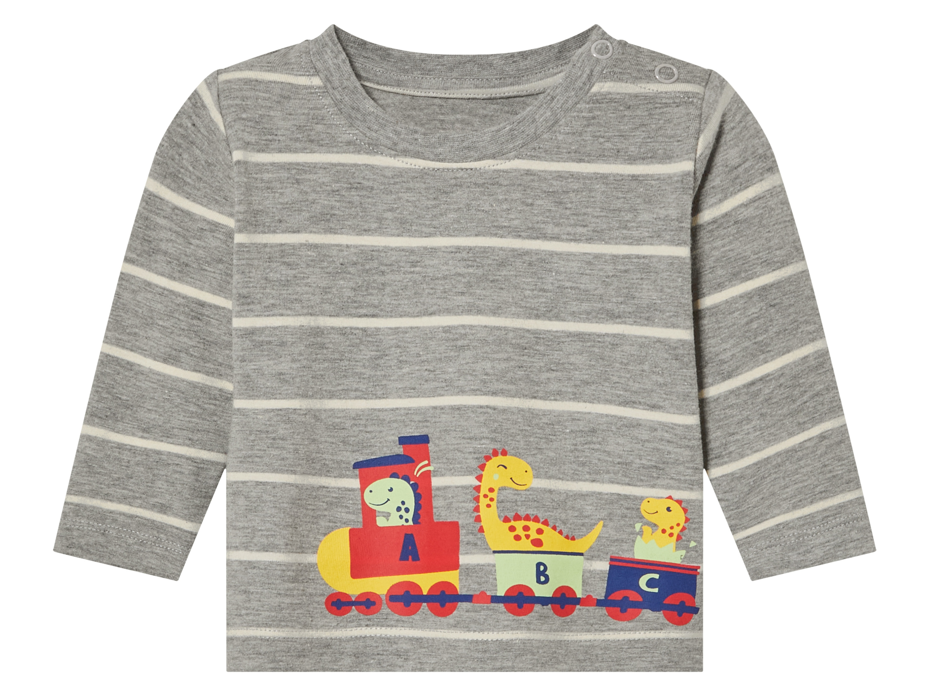 lupilu® T-shirt manches longues bébé (gris/blanc rayé, 0-2 mois)