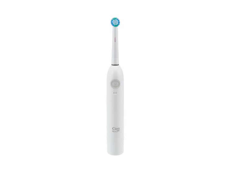 Brosse à dents électrique blanche Cien Beauty avec tête bleue et verte