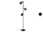 Lampe sur pied noire avec trois abat-jours.