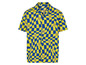 Une chemise à carreaux jaune et bleue avec le logo Lidl.
