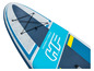 Une planche de paddle gonflable Hydro-Force bleue avec un logo stylisé.