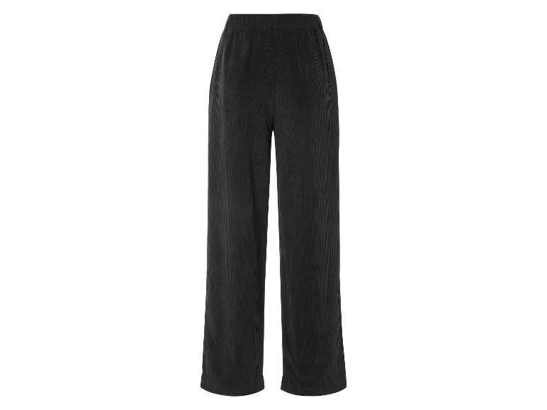 Pantalon en velours côtelé noir avec ceinture élastique.