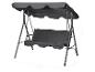 Balançoire de jardin grise avec auvent et sièges rembourrés, dimensions 170x118x153cm.