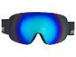 Masque de ski noir avec des verres bleus miroir.