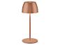 Lampe de table couleur cuivre avec base et abat-jour lumineux.