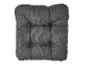 Coussin de siège carré capitonné gris foncé en tissu texturé.