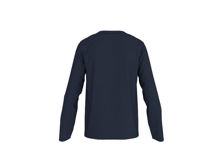 T-shirt à manches longues bleu foncé sur fond blanc, vue de dos.