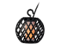 Lanterne noire à LED imitant la flamme, style cage, idéale pour l'extérieur.