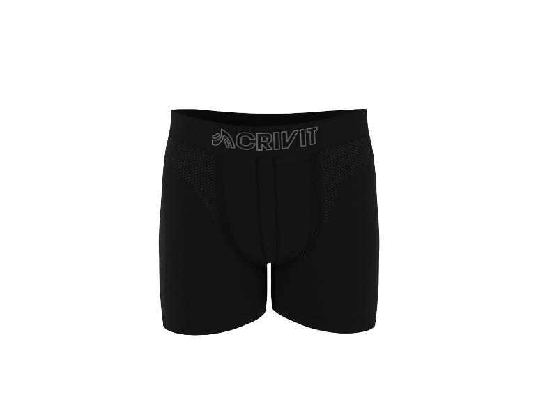 Caleçon boxer noir Crivit pour homme avec logo sur la ceinture.