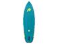 Paddle board gonflable bleu turquoise et vert, vue de dessus.