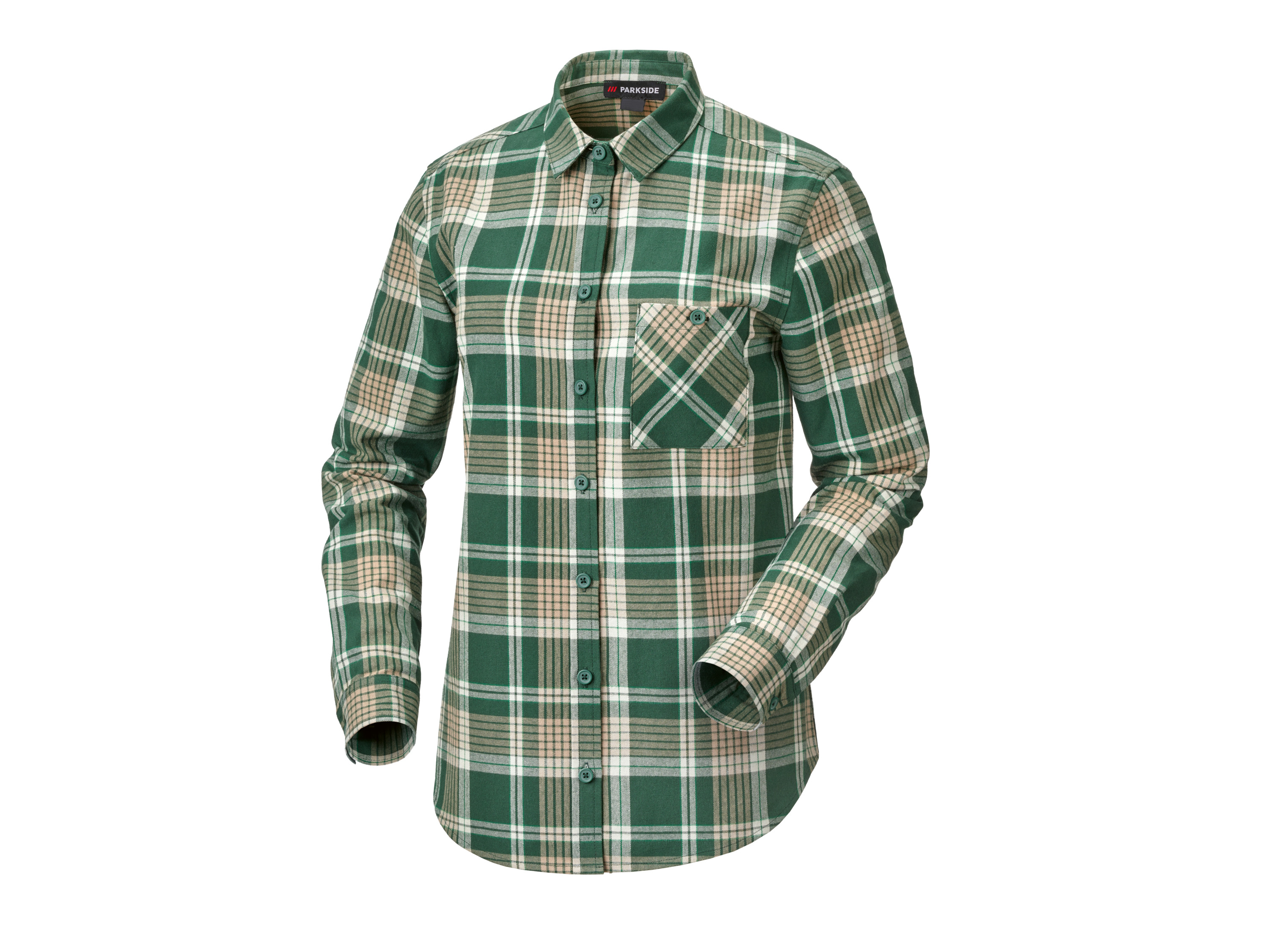 PARKSIDE® Blouse en flanelle femme (vert/beige/blanc, 36)