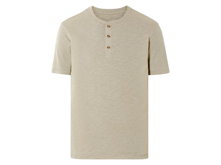 T-shirt beige à boutons henley pour homme.