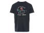 T-shirt noir avec impression "Summer Paradise" et motif floral.