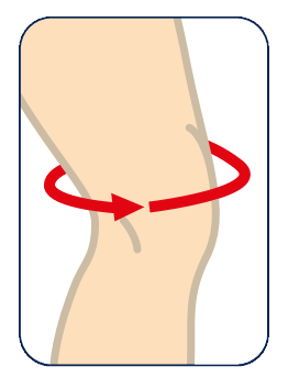 Illustration d'une jambe avec une flèche rouge encerclant le genou, indiquant un point de mesure.