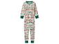 Pyjama de Noël avec motif de rennes et de sapins, en rouge, vert et blanc.