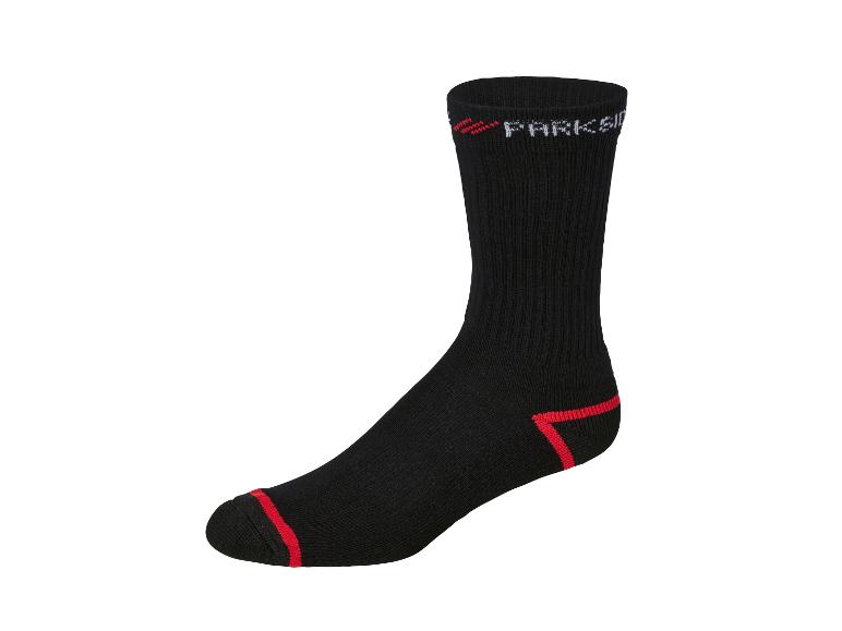 Chaussettes noires Parkside avec des détails rouges.