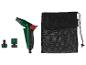 Pistolet d'arrosage PARKSIDE, deux raccords et un sac en filet noir.