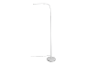 Lampe sur pied blanche avec bras incurvé.