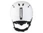 Casque de ski blanc avec une sangle noire et un réglage.