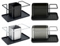 Quatre supports pour ustensiles de cuisine en noir et argent avec égouttoir.