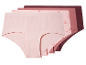 Lot de quatre culottes en coton rose et rouge.