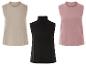 Pulls sans manches beige, noir et rose.