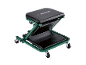 Tabouret d'atelier pliable vert et noir à roulettes