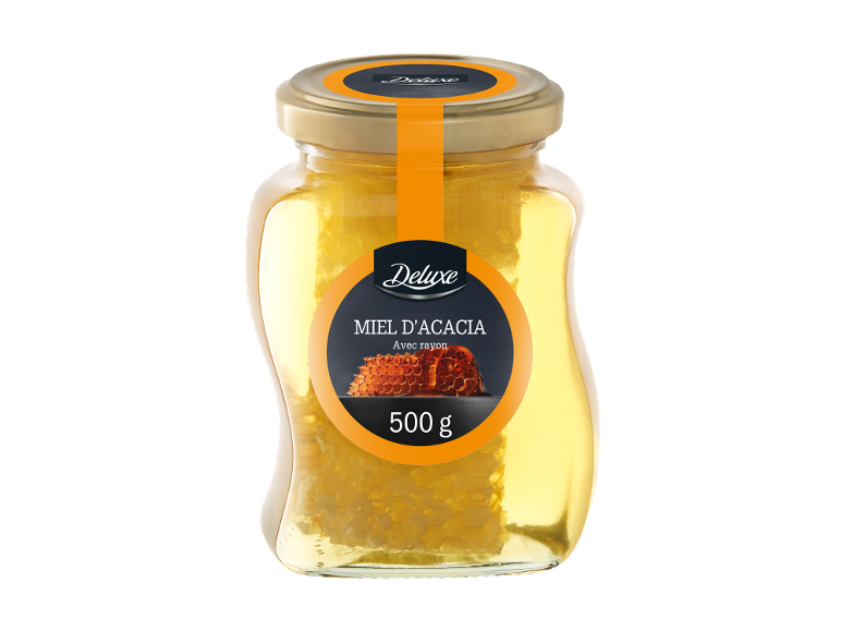 Pot de miel d'acacia avec rayon, 500 g.