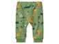 Pantalon bébé vert avec imprimé animaux : girafes, zèbres, lions et crocodiles.