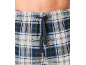 Pantalon de pyjama en flanelle pour homme à carreaux bleus, verts et blancs avec cordon de serrage.