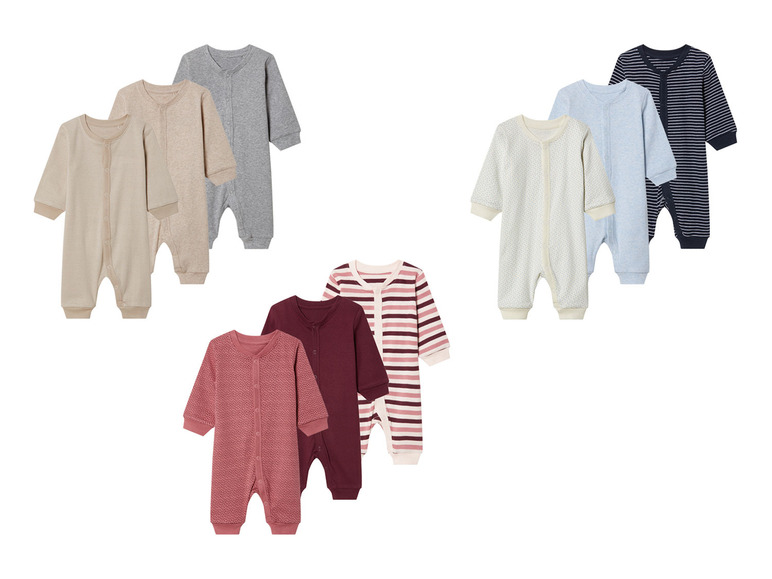 Bodies pour bébés en différentes couleurs et motifs.