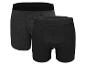 Deux boxers pour hommes, un gris à motifs et un noir uni.