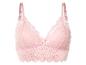 Soutien-gorge rose en dentelle, style triangle.