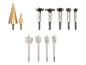 Ensemble de mèches de différents types et tailles pour le bois et le métal.