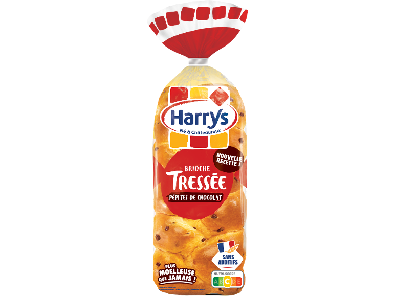 Brioche tressée aux pépites de chocolat, sans additifs.