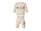 Ensemble bébé sable, sweat-shirt et pantalon avec personnages de dessins animés et texte 'Let's Bee Friends'.