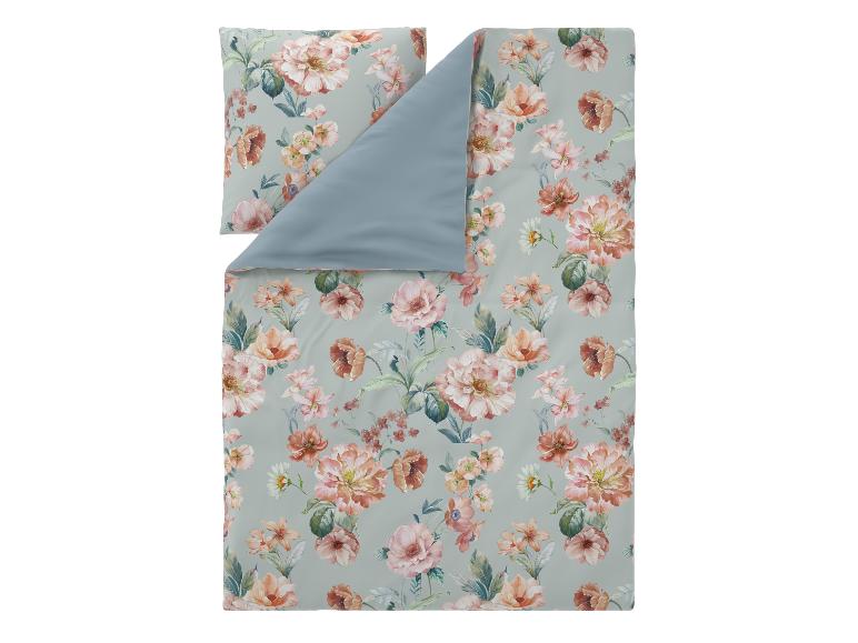 Parure de lit fleurie avec envers bleu clair