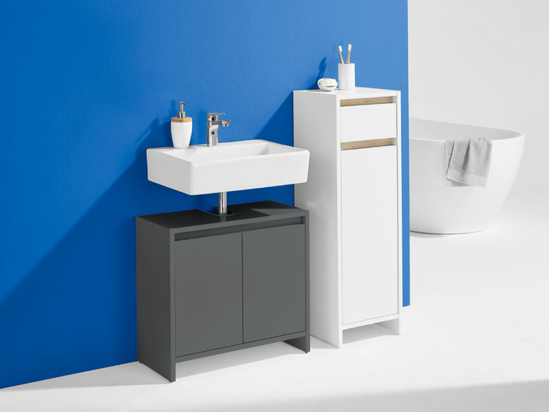 Aller en mode plein écran : LIVARNO home Armoire latérale de salle de bains Oslo, 32 x 99 x 30 cm, blanche - Image 2