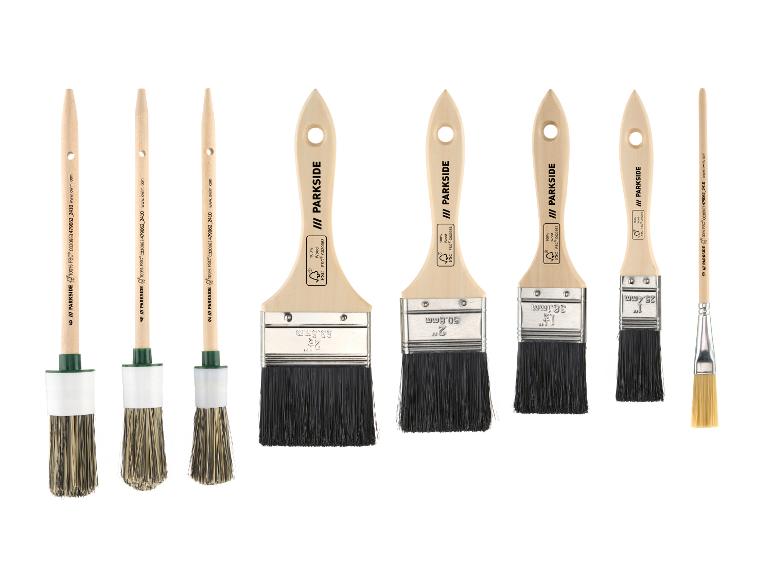 Ensemble de pinceaux Parkside : pinceaux pour peinture et tapisserie.