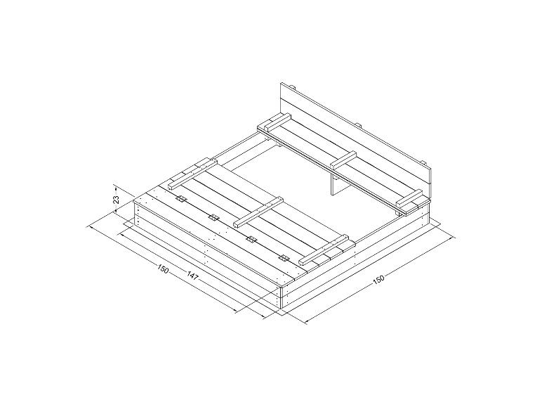 Cadre de lit en bois avec tête de lit, mesurant 150x147 et hauteur 23.