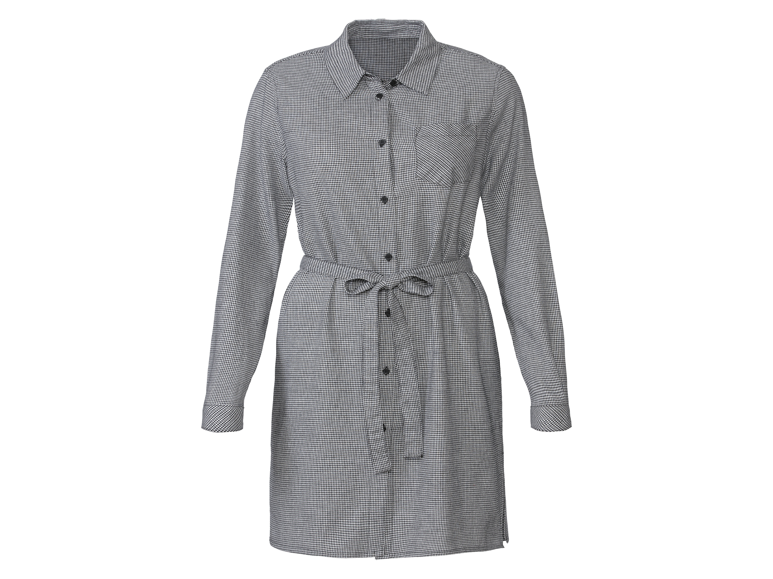 esmara® Chemise longue en flanelle femme (pied-de-poule/noir/blanc)
