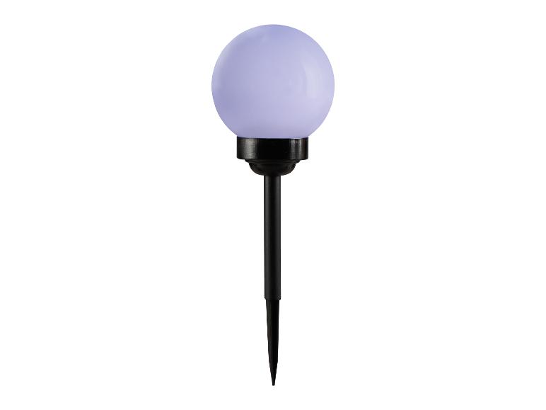 Lampe solaire de jardin avec globe violet sur piquet noir