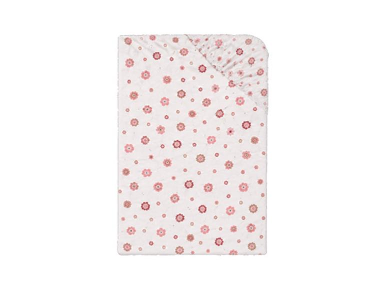Drap-housse blanc à motif floral rose