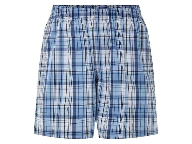 Shorts en coton à carreaux bleus et blancs.
