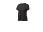 T-shirt de sport noir à manches courtes avec col rond et motif perforé subtil.