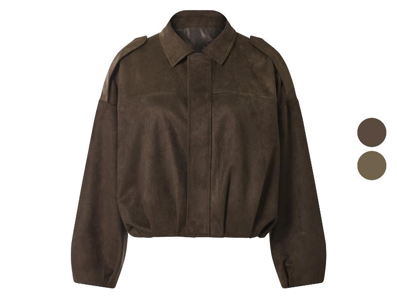 Veste marron aspect daim avec épaulettes et deux échantillons de couleur