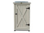 Armoire de rangement en bois avec une porte en forme de X.