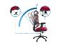Chaise de bureau rouge avec dossier, profondeur d'assise et hauteur réglables, montrée avec des flèches.