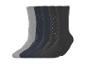 Lot de cinq paires de chaussettes homme en nuances de gris et bleu marine, unies et à motifs.