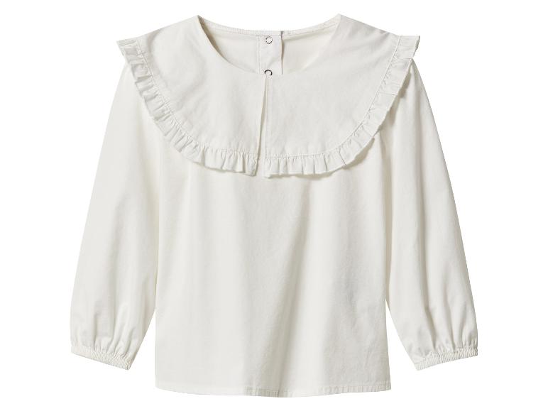 Chemisier blanc à col volanté et manches longues